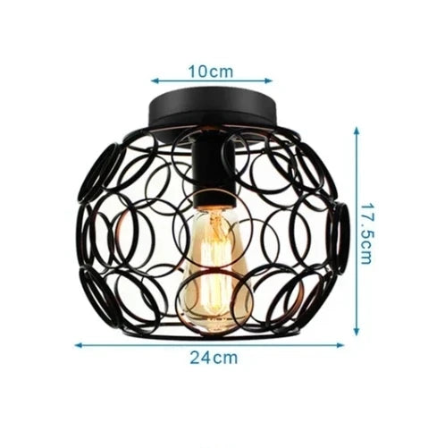 Plafonnier Vintage en Fer Noir – Élégance Industrielle et Design Compact